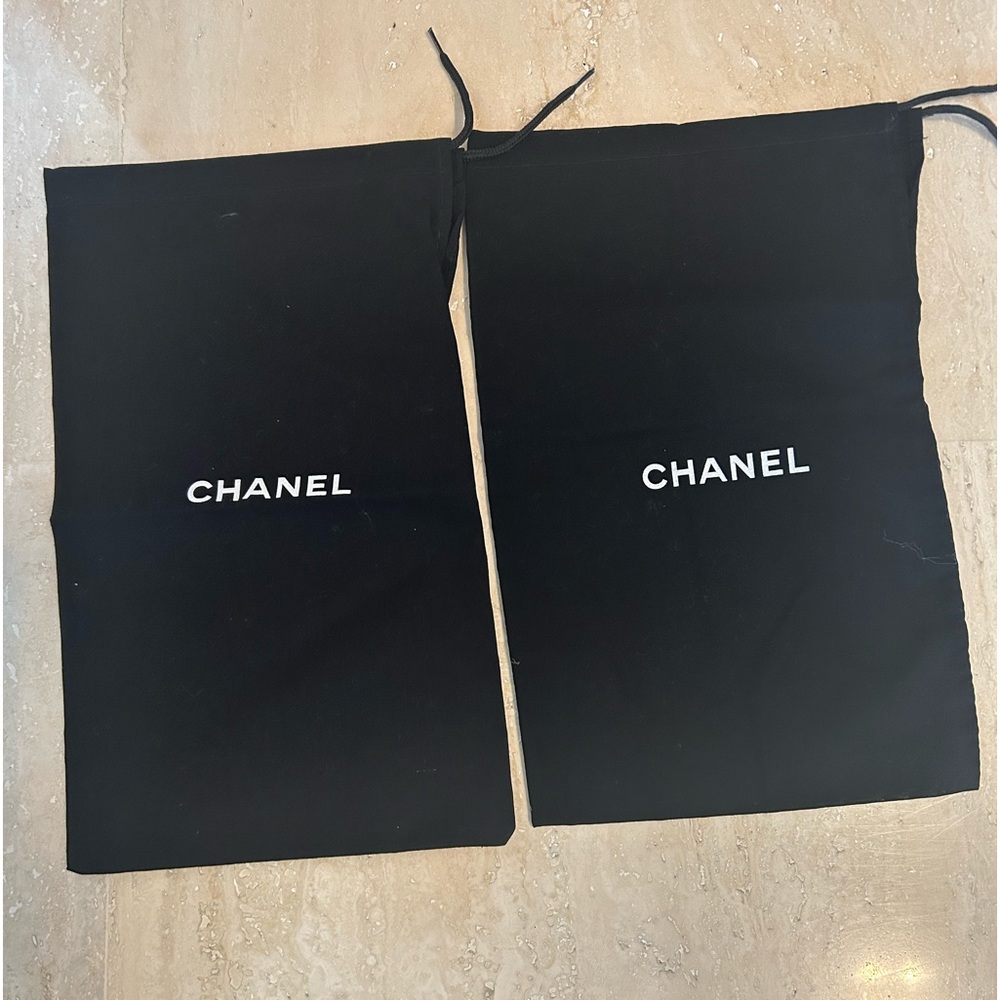 Chanel black white logo dust bag for shoes ,etc